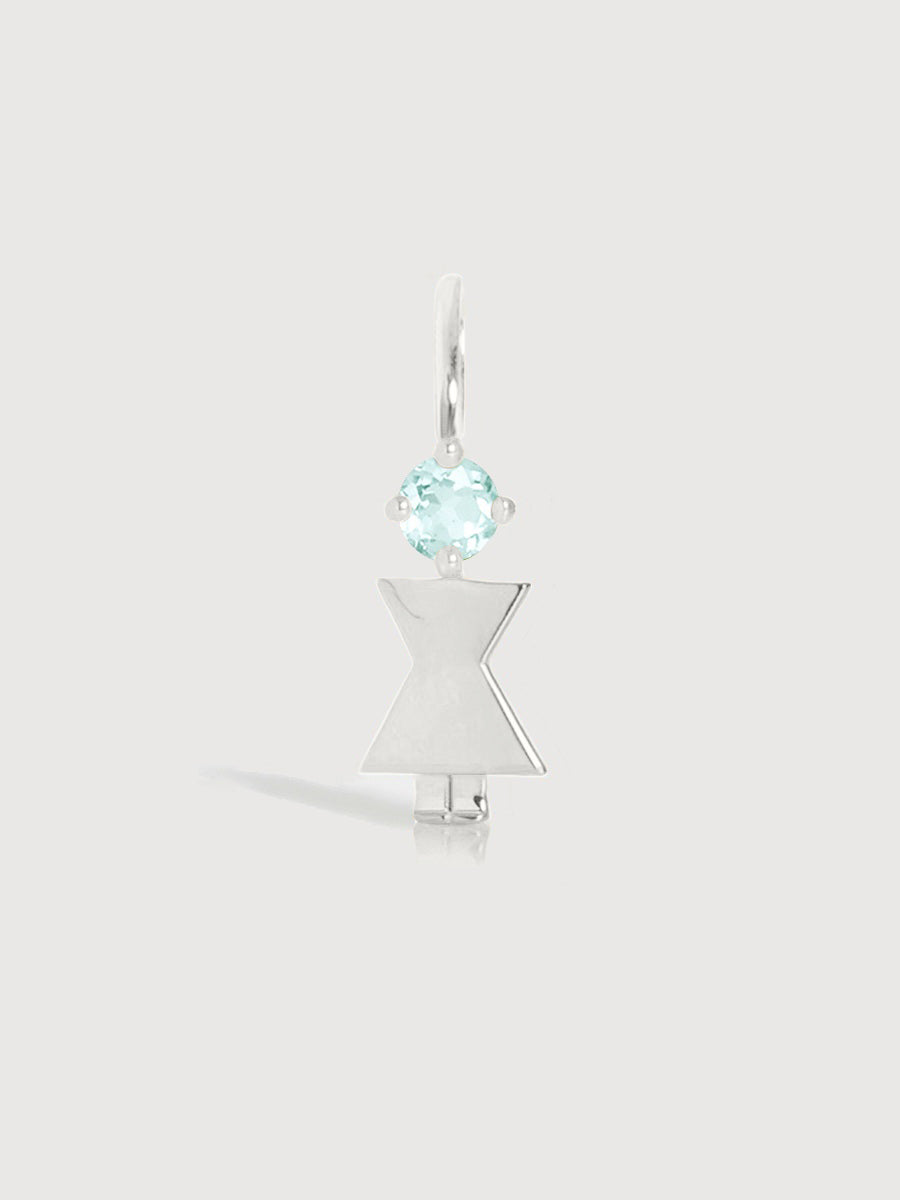 14k White Gold Woman Necklace or Charm with Aquamarine Gemstone - March Birthstone | Precious People