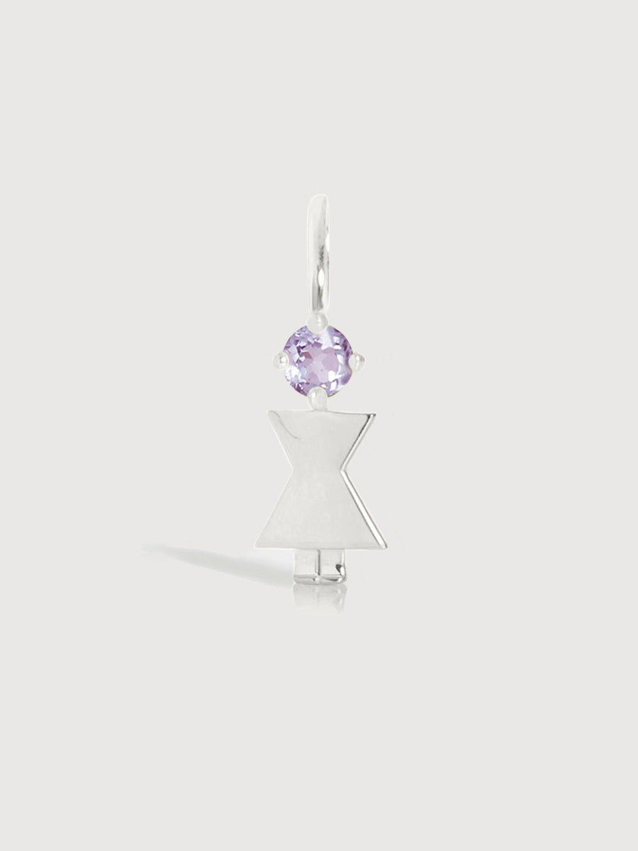 14k White Gold Woman Necklace or Charm with Amethyst Gemstone - February Birthstone | Precious People