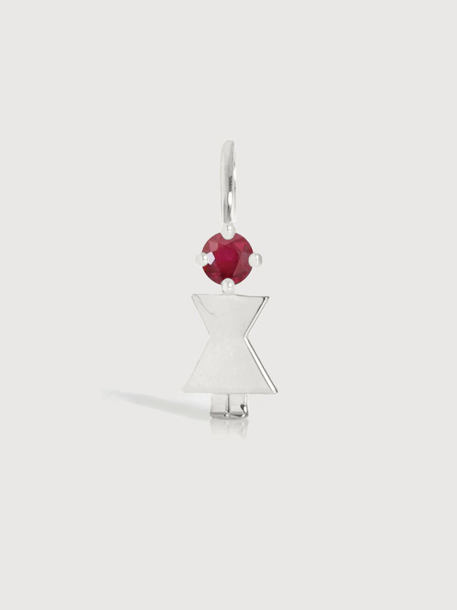 14k White Gold Woman Necklace or Charm with Ruby Gemstone - July Birthstone | Precious People