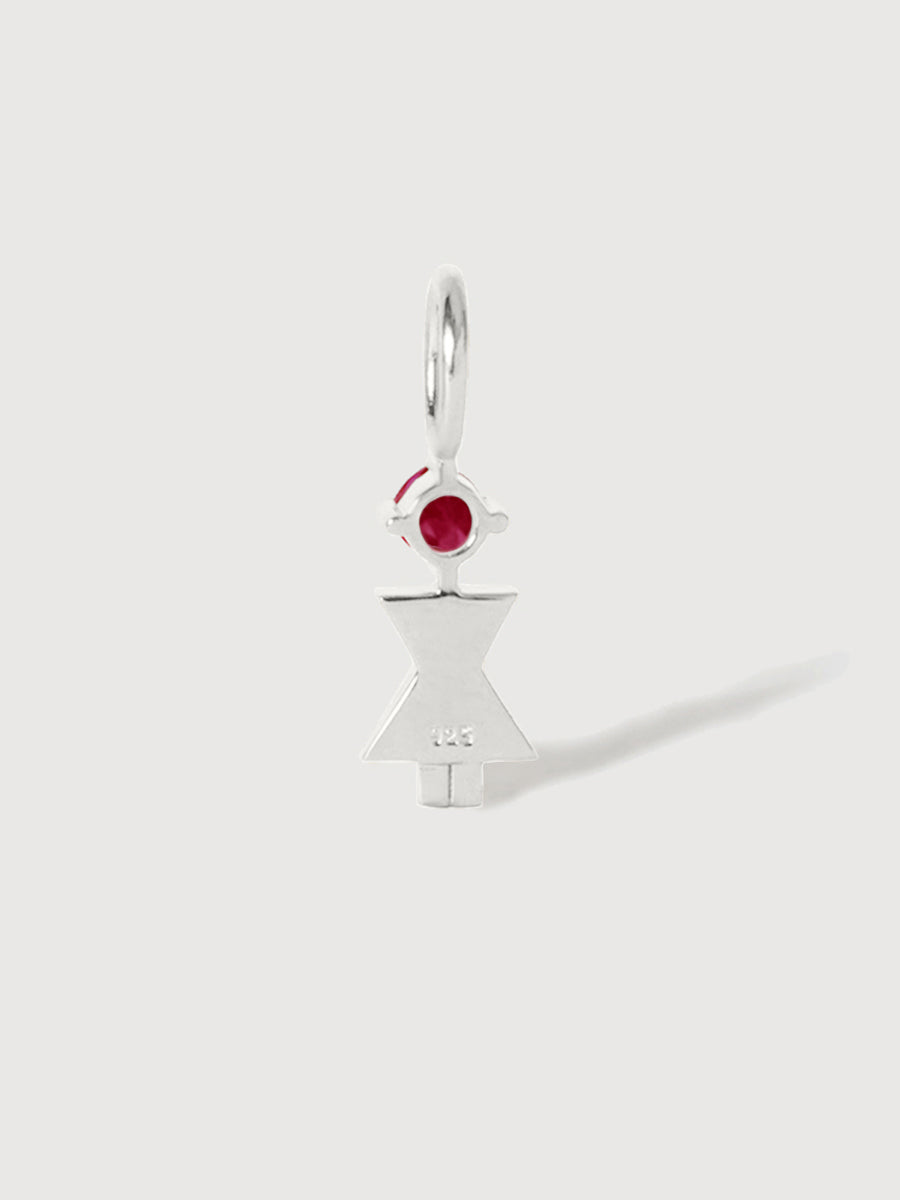 14k White Gold Woman Necklace or Charm with Ruby Gemstone - July Birthstone | Precious People