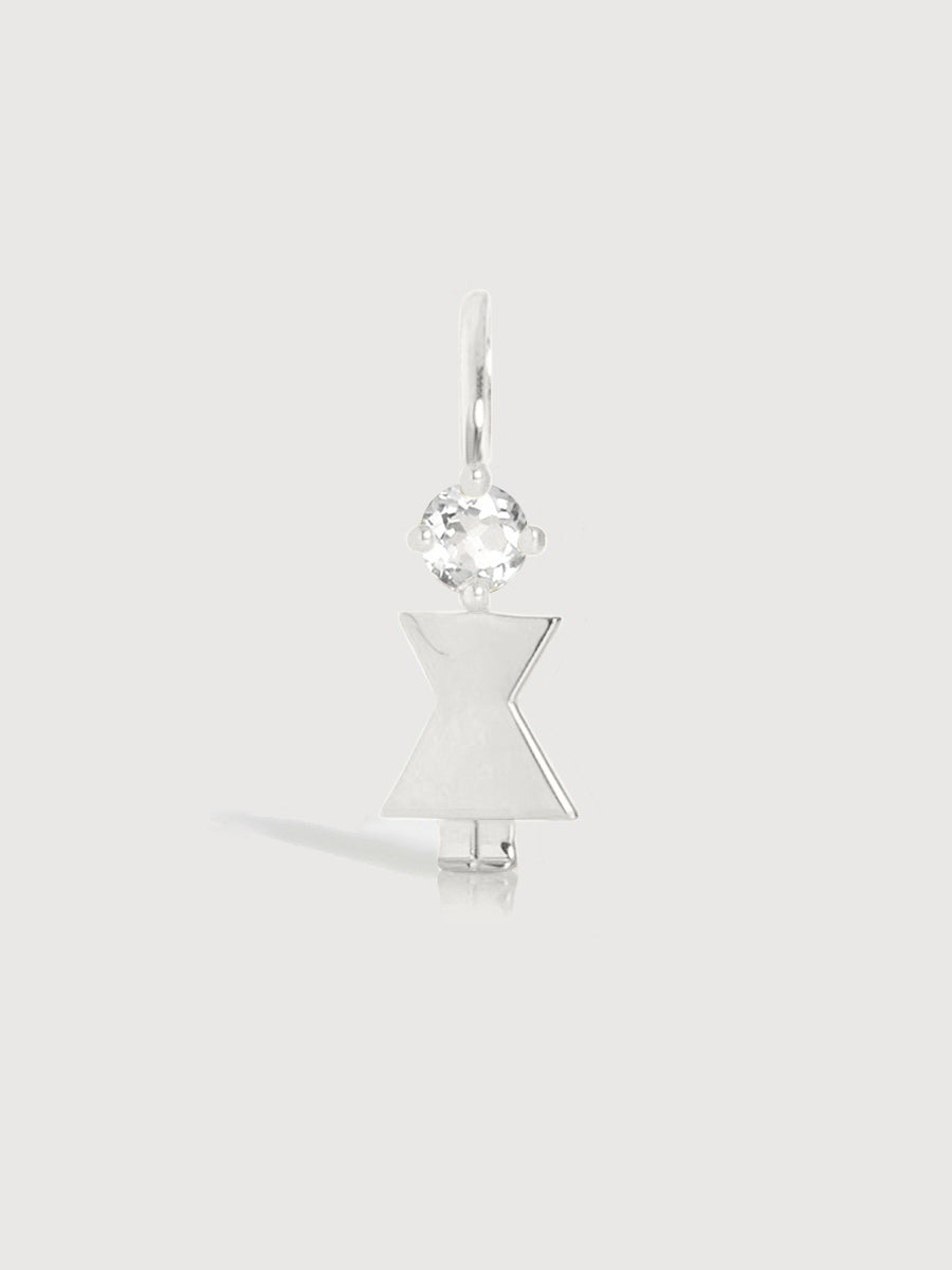 14k White Gold Woman Necklace or Charm with White Topaz Gemstone - April Birthstone | Precious People