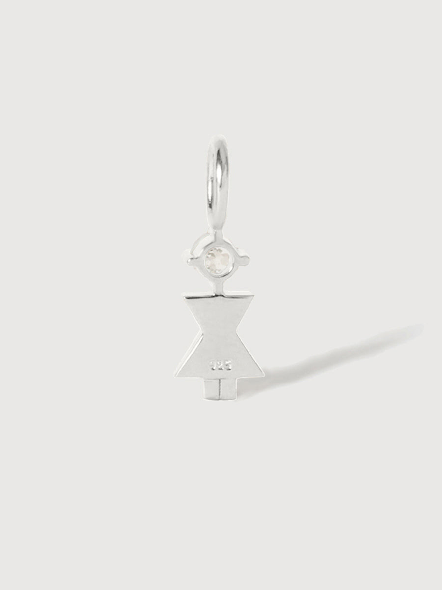 14k White Gold Woman Necklace or Charm with White Topaz Gemstone - April Birthstone | Precious People