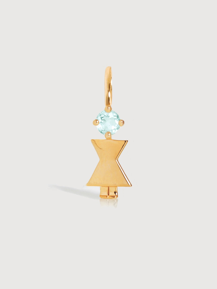 Gold Vermeil Mum or Woman with Aquamarine Gemstone - March Birthstone