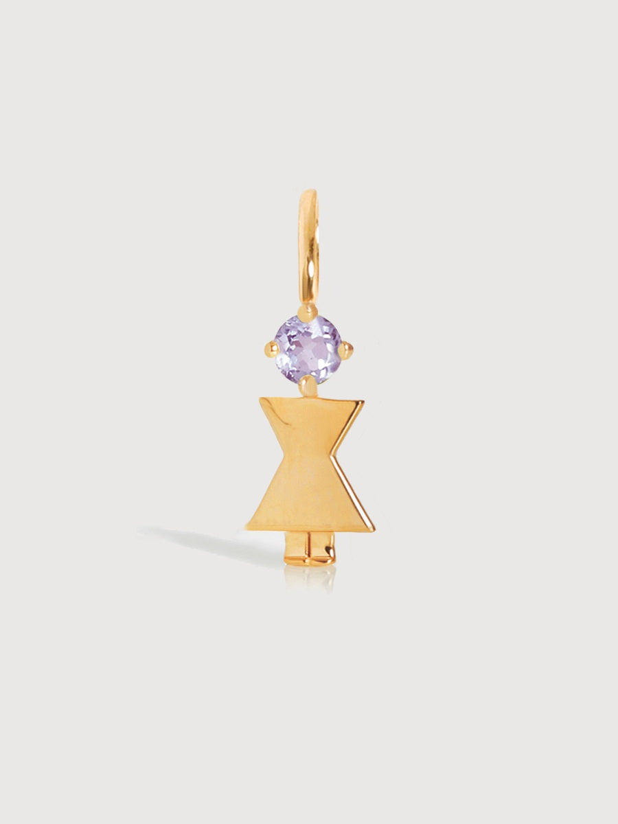 Gold Vermeil Mum or Woman with Amethyst Gemstone - February Birthstone