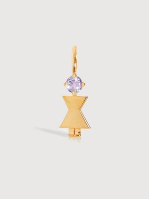 Gold Vermeil Mum or Woman with Amethyst Gemstone - February Birthstone