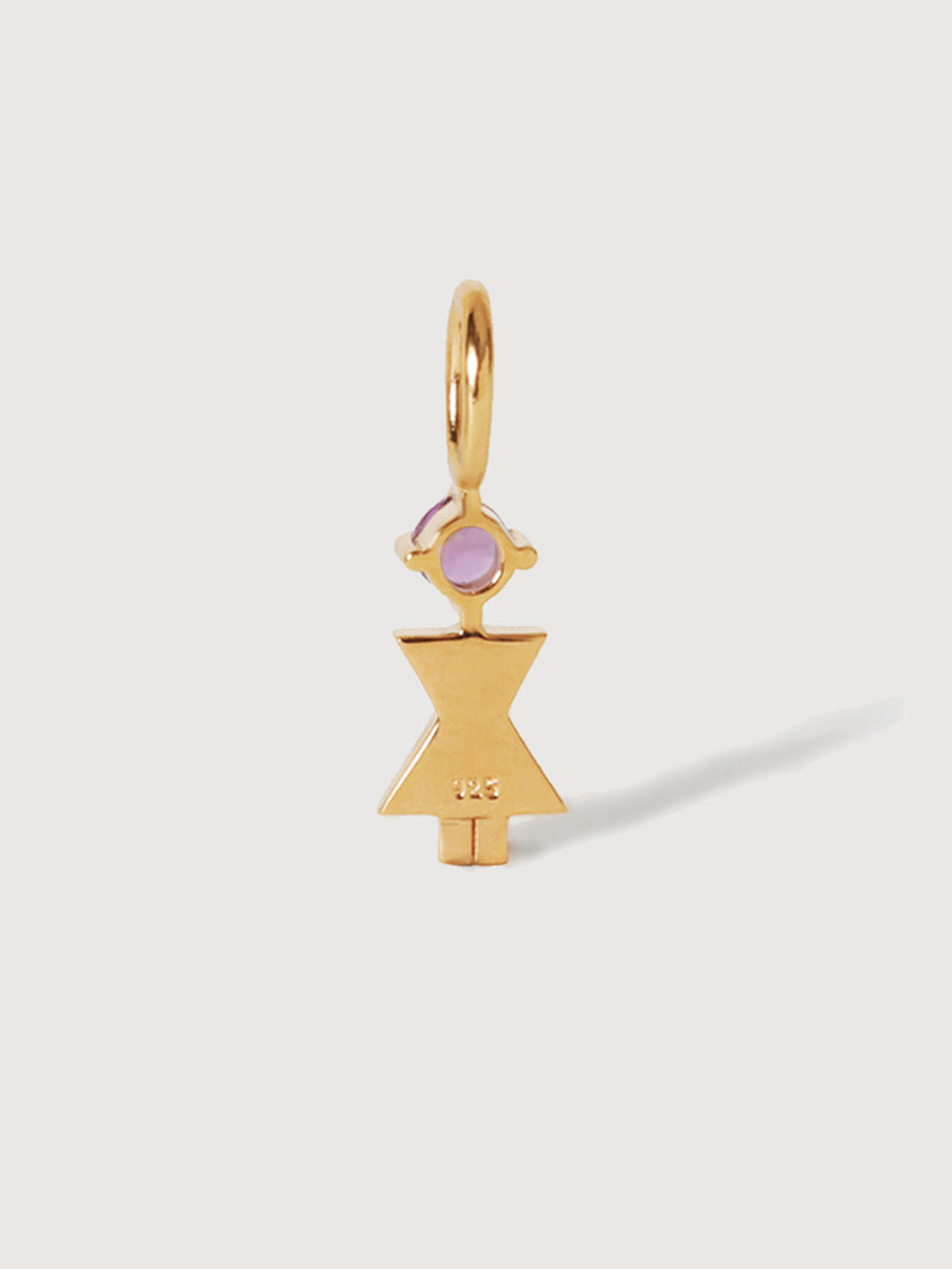 Gold Vermeil Mum or Woman with Amethyst Gemstone - February Birthstone