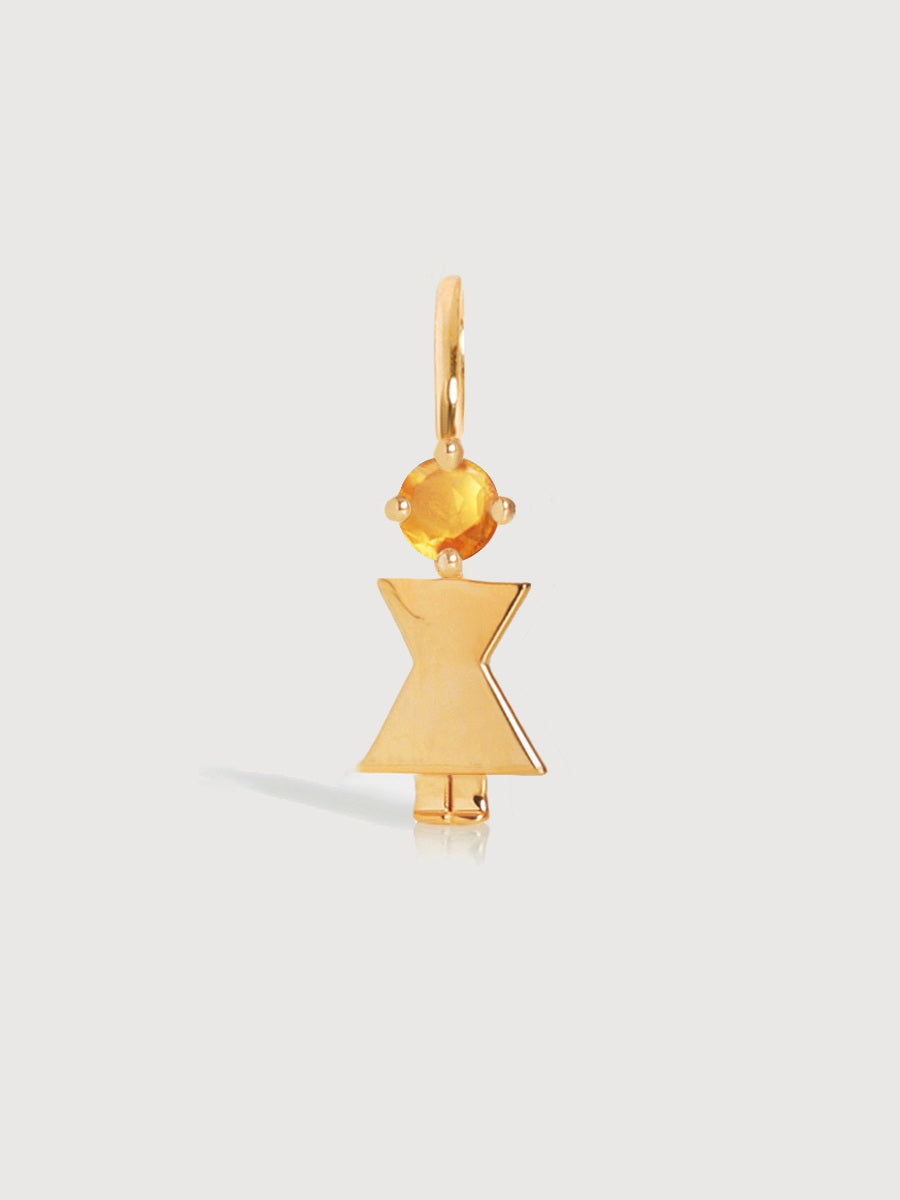 Gold Vermeil Mum or Woman with Citrine Gemstone - November Birthstone