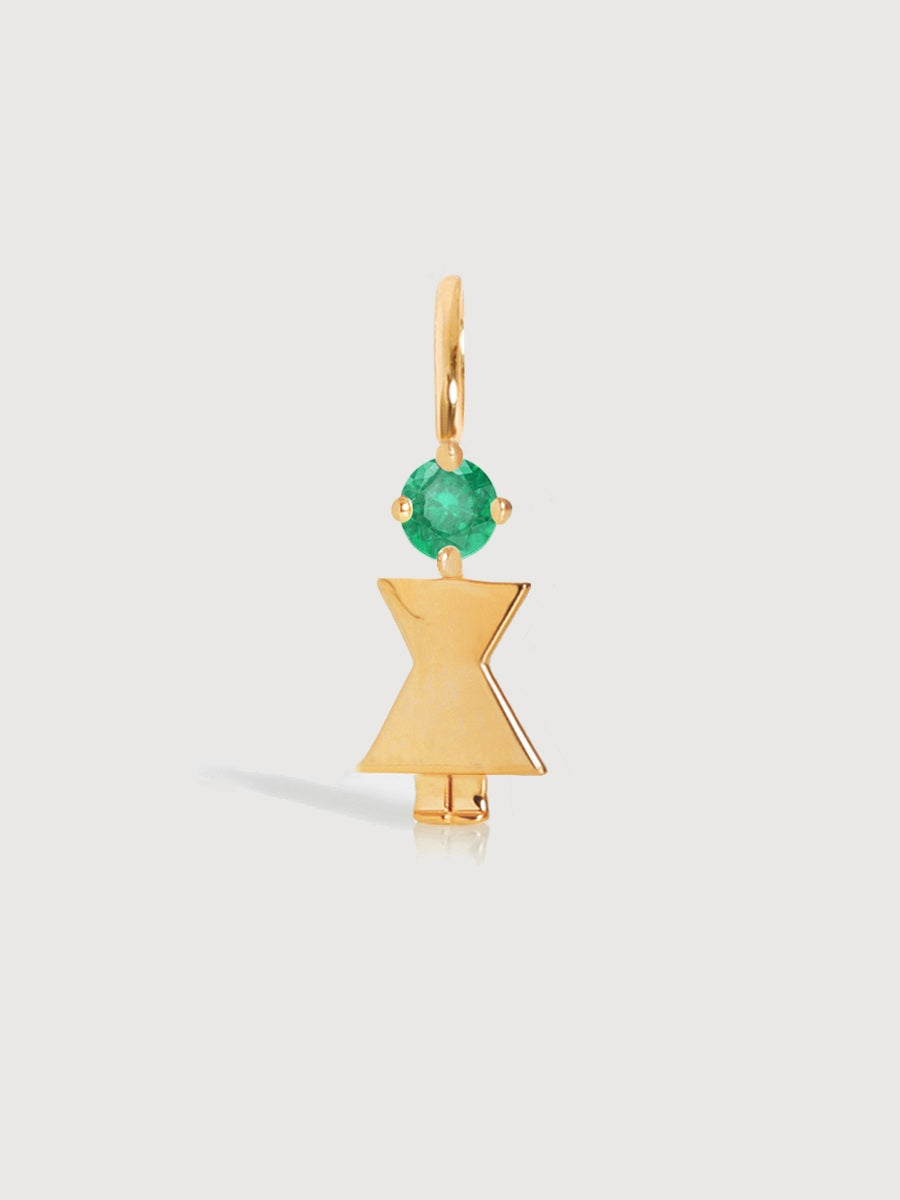 Gold Vermeil Mum or Woman with Emerald Gemstone - May Birthstone