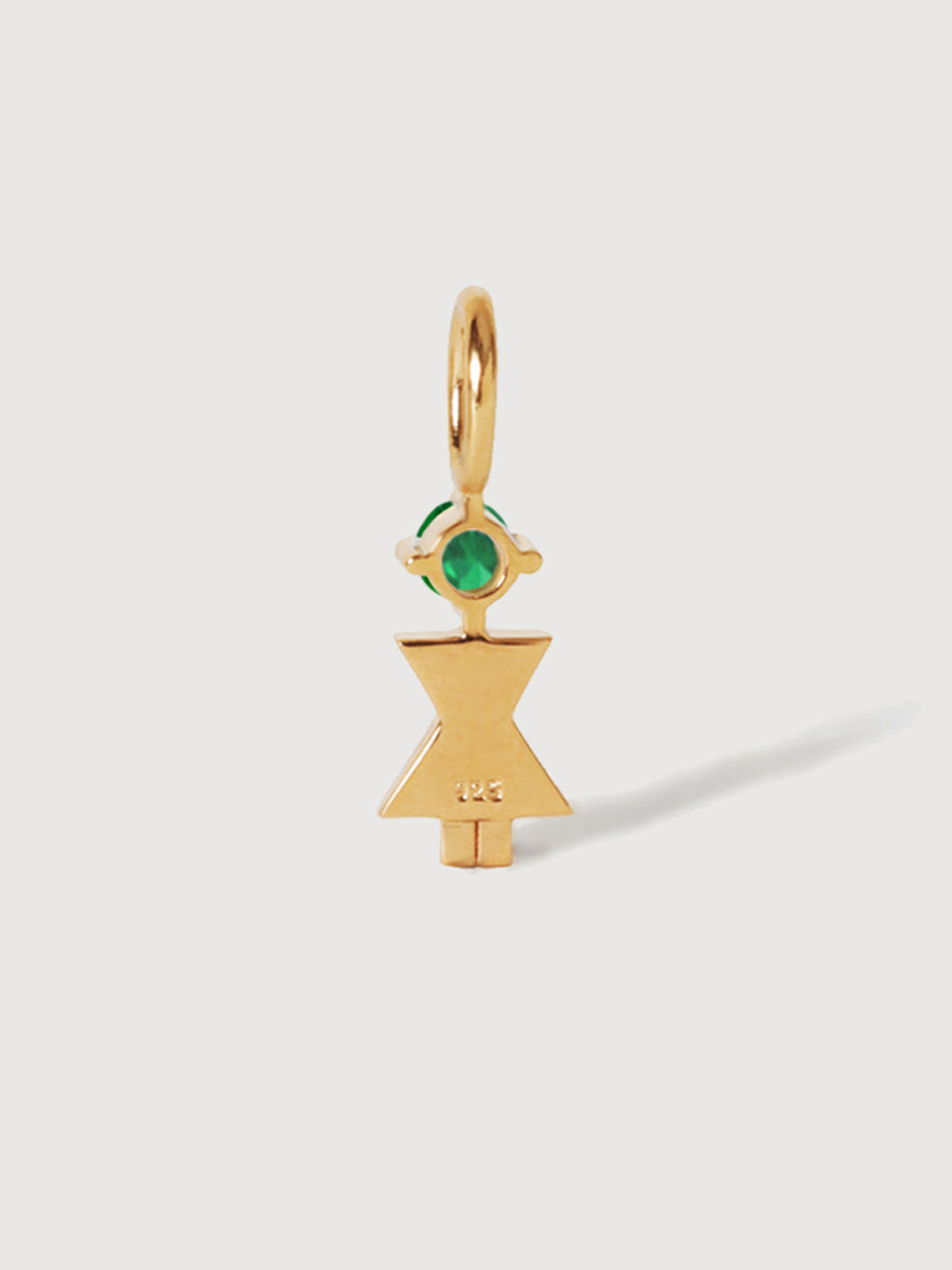 Gold Vermeil Mum or Woman with Emerald Gemstone - May Birthstone