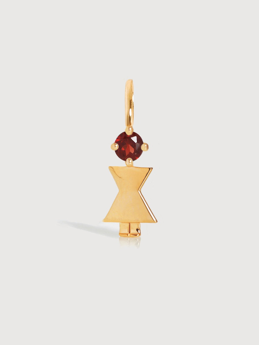 Gold Vermeil Mum or Woman with Garnet Gemstone - January Birthstone