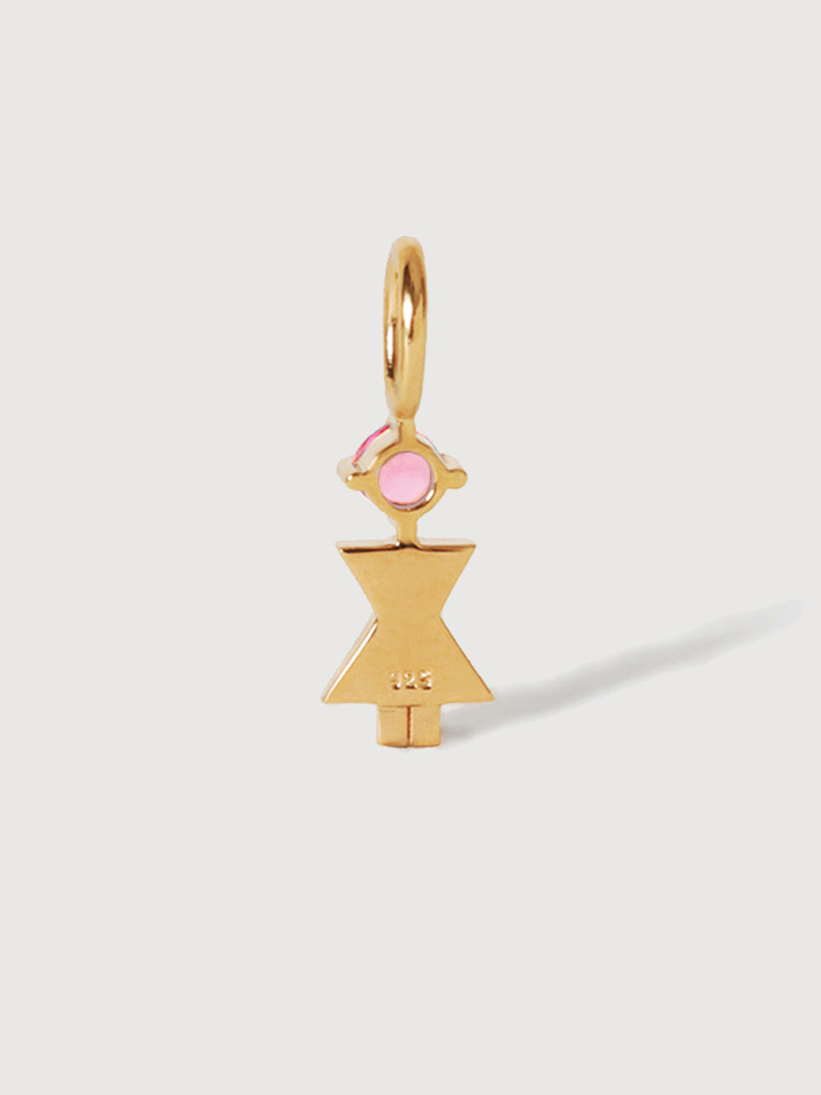 Gold Vermeil Mum or Woman with Pink Tourmaline Gemstone - October Birthstone
