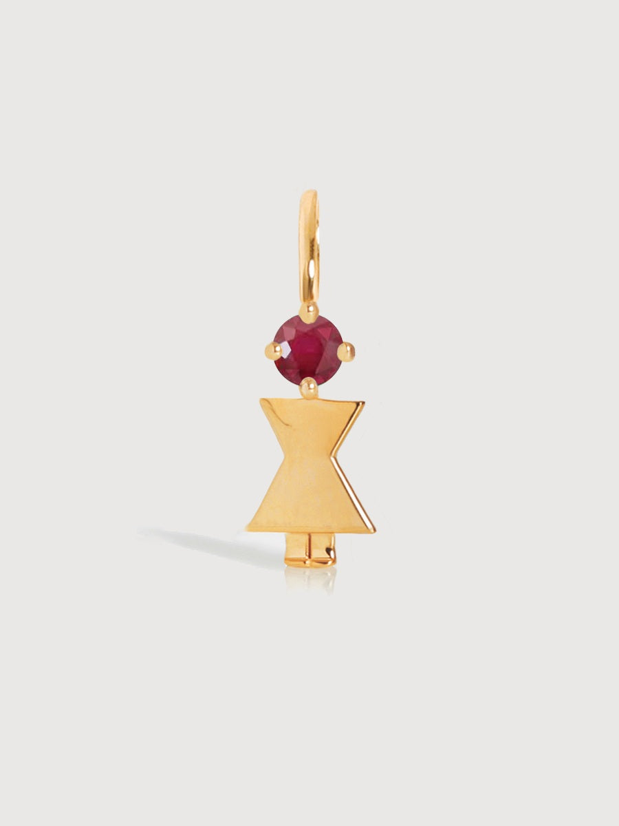 Gold Vermeil Mum or Woman with Ruby Gemstone - July Birthstone