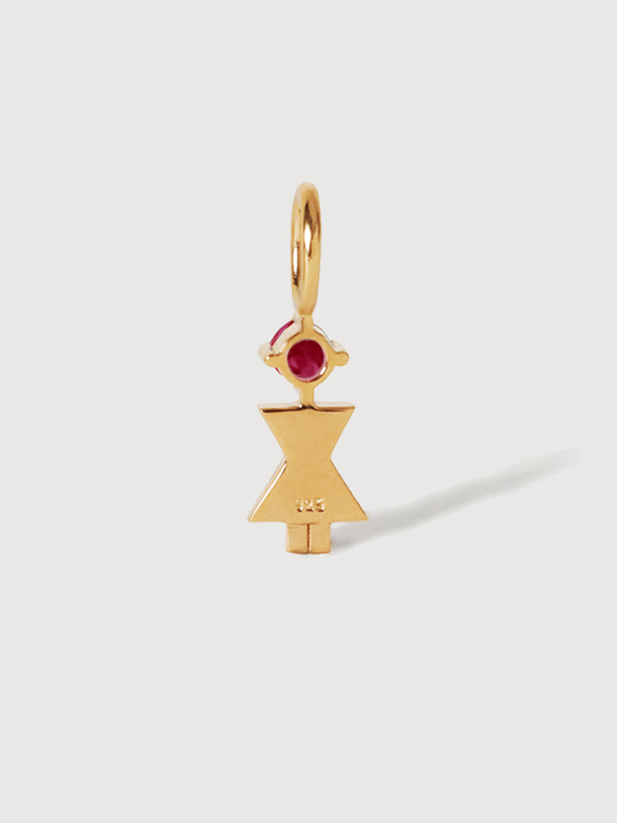 Gold Vermeil Mum or Woman with Ruby Gemstone - July Birthstone