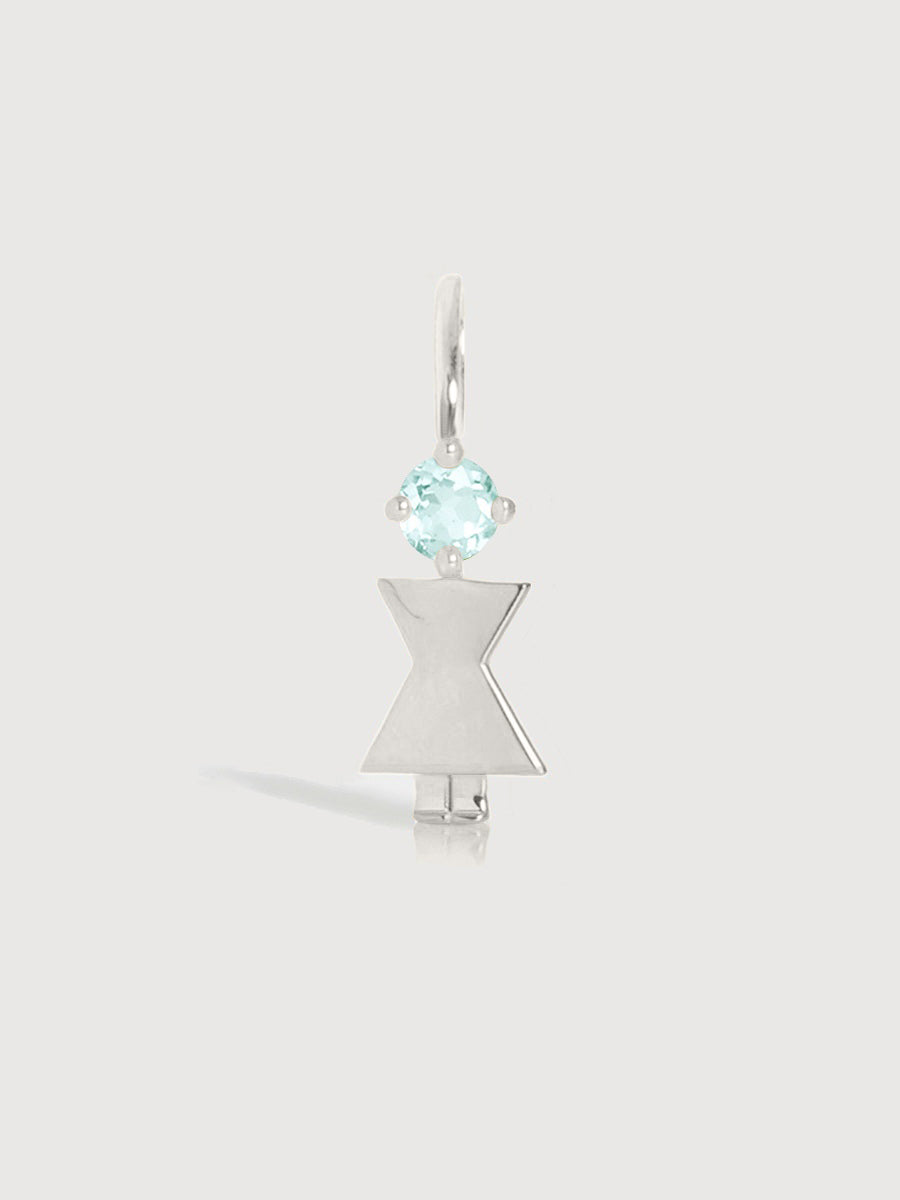 Sterling Silver Woman Necklace or Charm with Aquamarine Gemstone - March Birthstone | Precious People