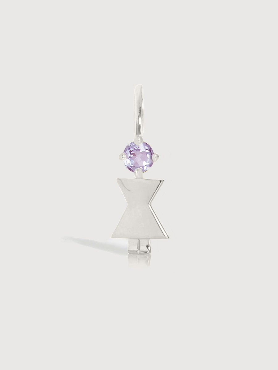 Sterling Silver Woman Necklace or Charm with Amethyst Gemstone - February Birthstone | Precious People