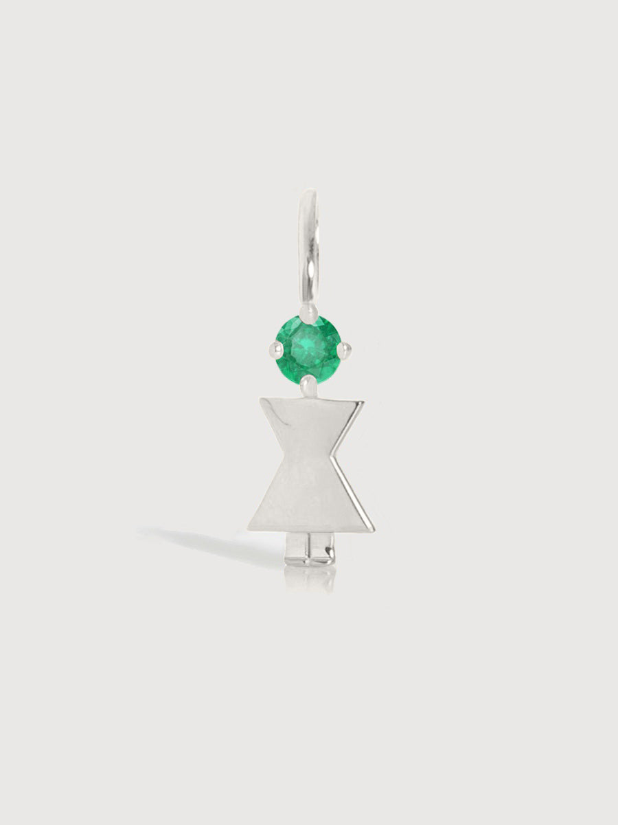 Sterling Silver Woman Necklace or Charm with Emerald Gemstone - May Birthstone | Precious People