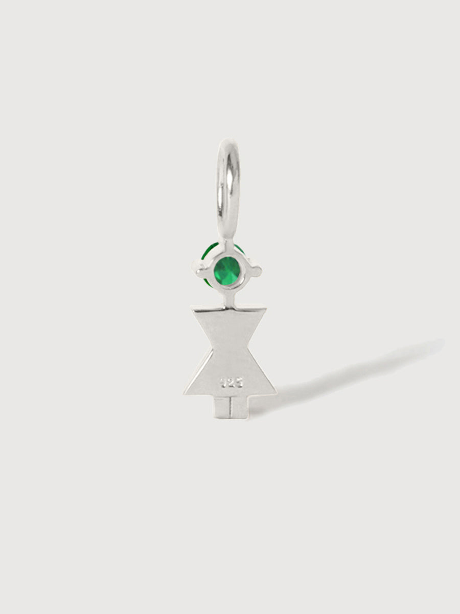Sterling Silver Woman Necklace or Charm with Emerald Gemstone - May Birthstone | Precious People