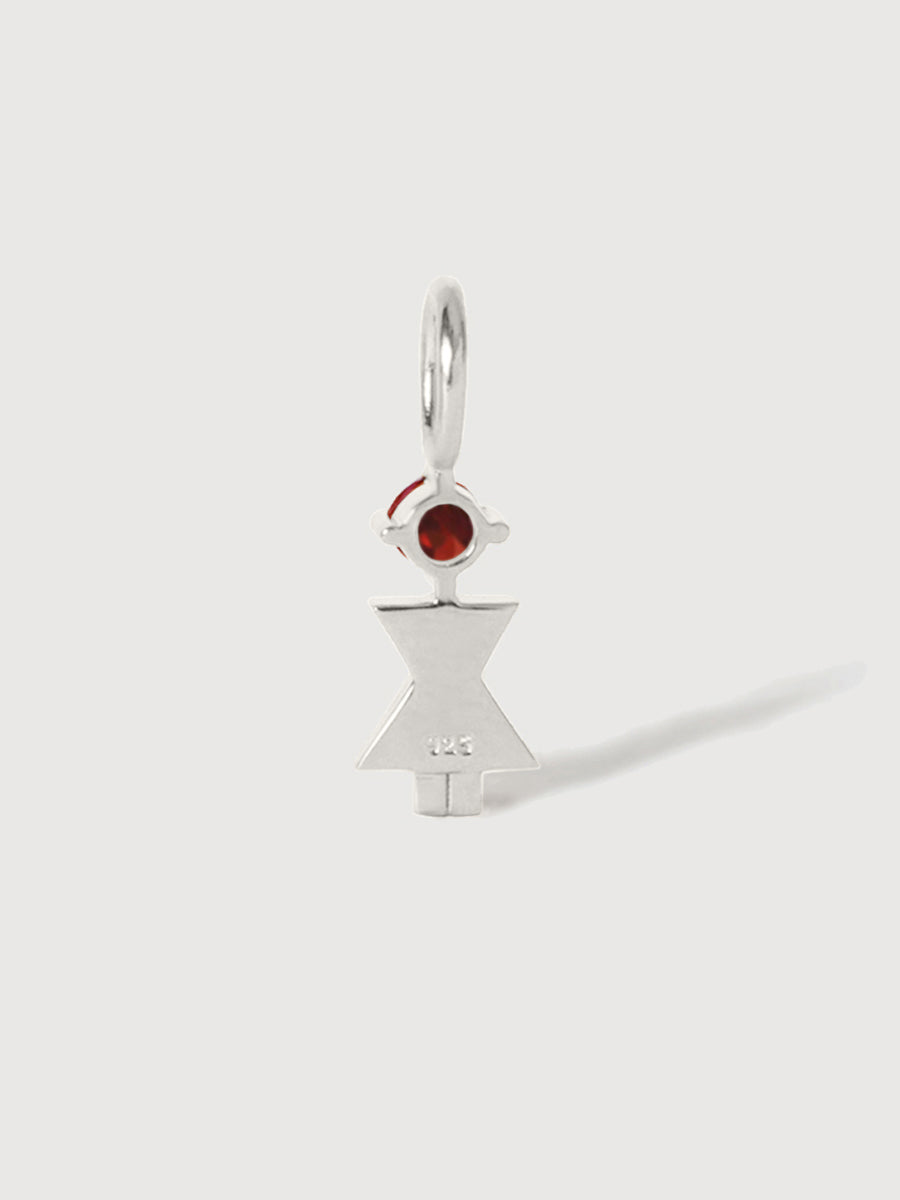 Sterling Silver Woman Necklace or Charm with Garnate Gemstone - January Birthstone | Precious People