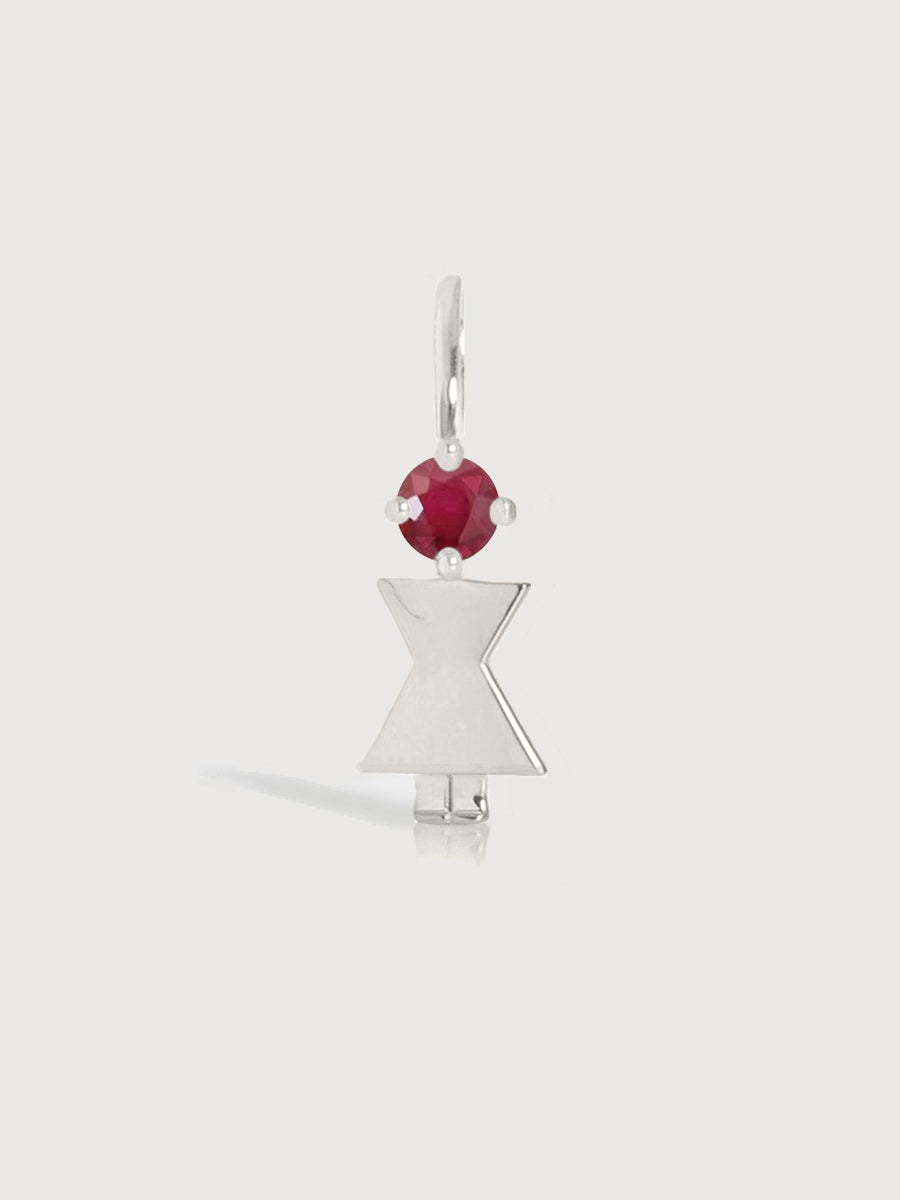 Sterling Silver Woman Necklace or Charm with Ruby Gemstone - July Birthstone | Precious People