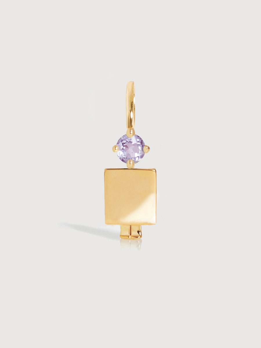 14k Solid Gold Man Necklace or Charm with Amethyst Gemstone - February Birthstone | Precious People