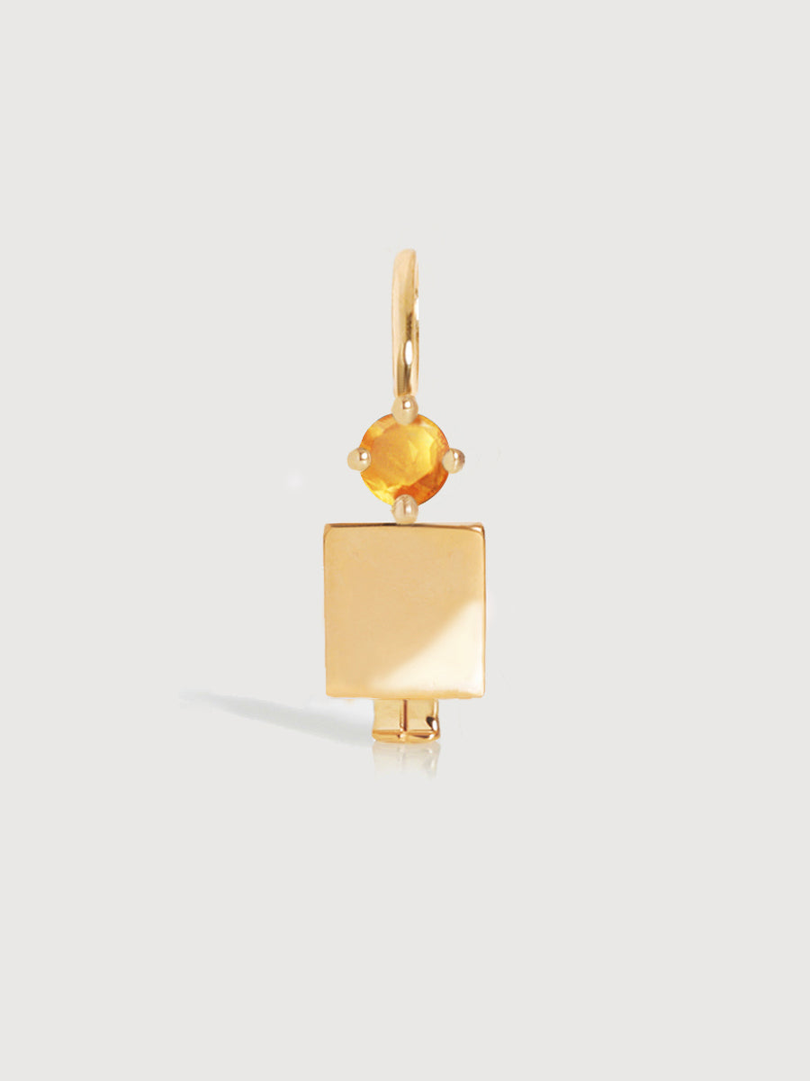 14k Solid Gold Man Necklace or Charm with Citrine Gemstone - November Birthstone | Precious People