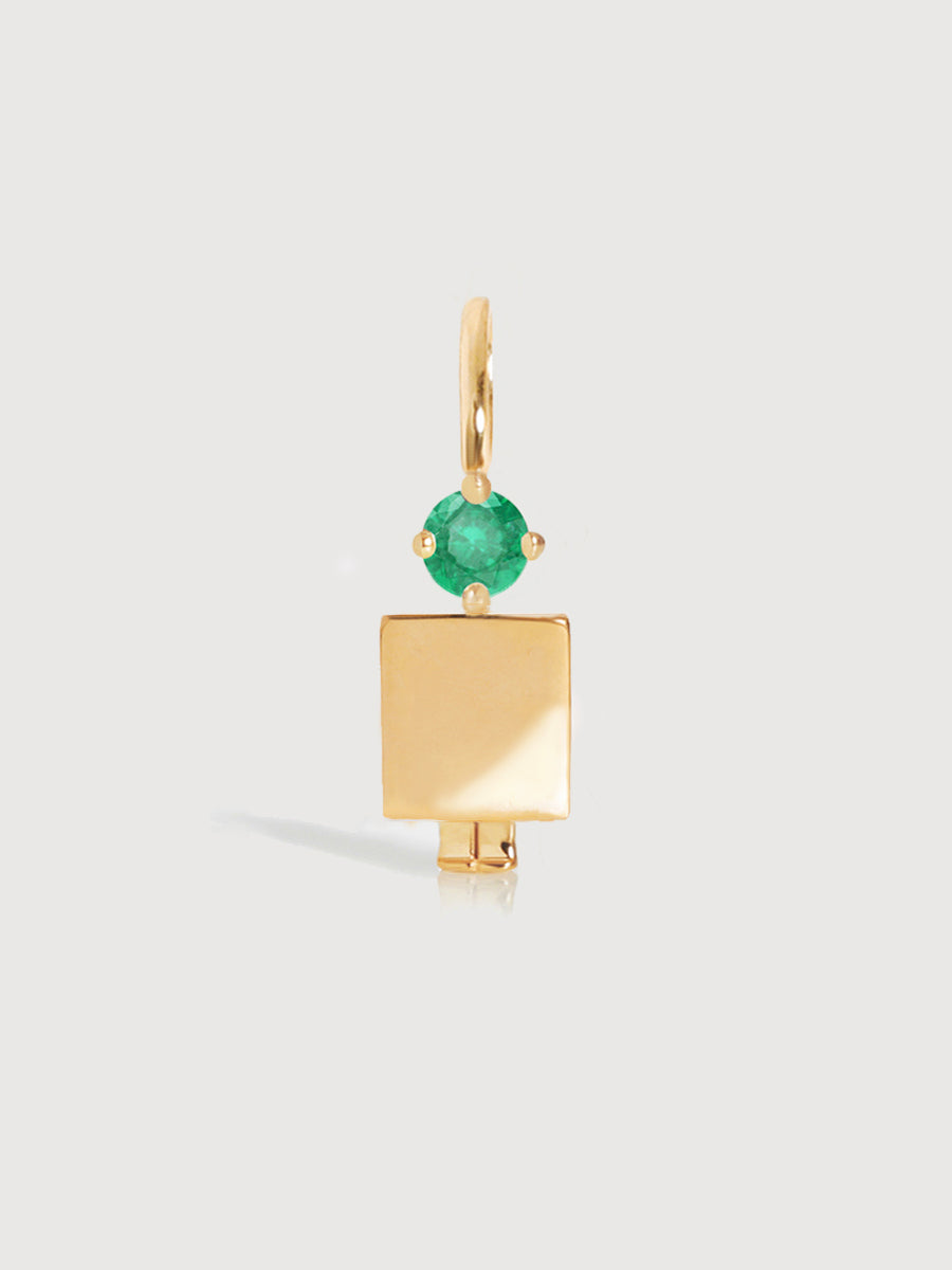 14k Solid Gold Man Necklace or Charm with Emerald Gemstone - May Birthstone | Precious People