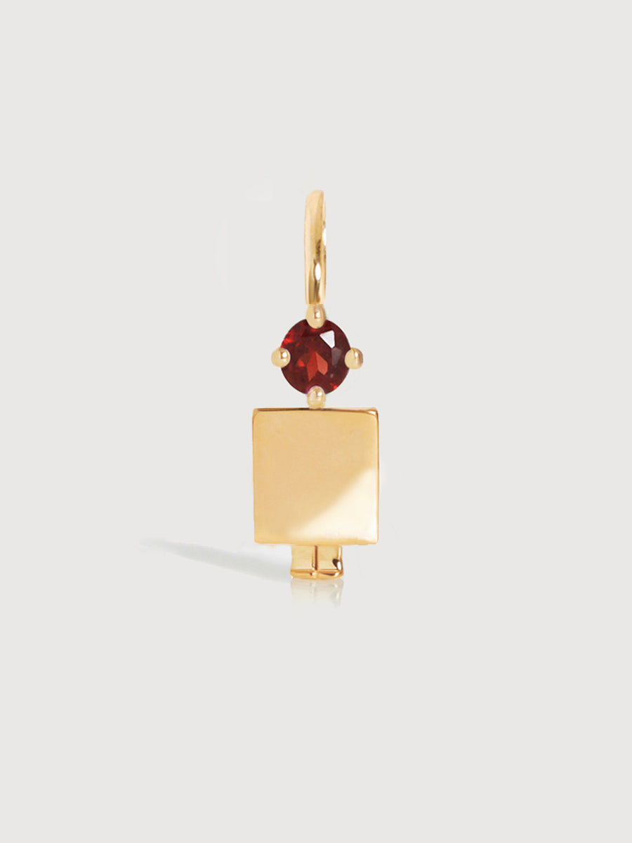 14k Solid Gold Man Necklace or Charm with Garnet Gemstone - January Birthstone | Precious People