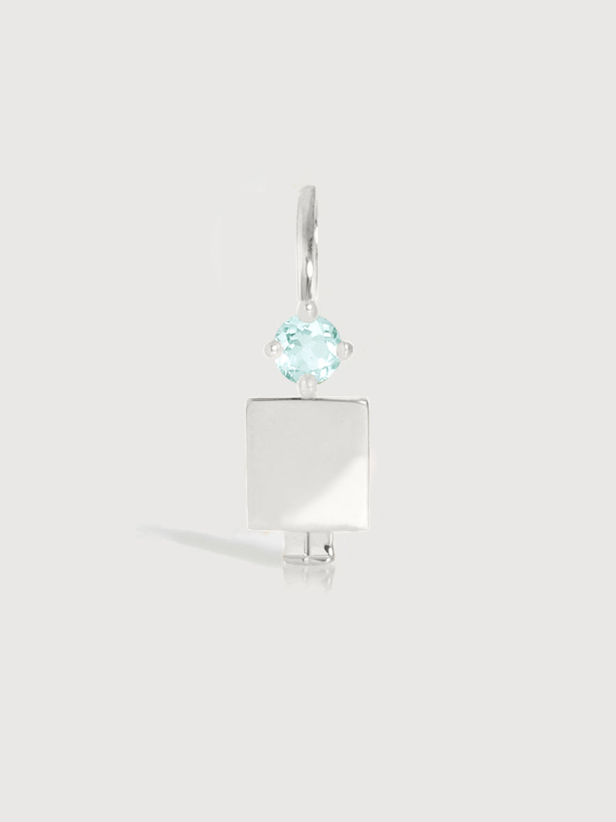 14k White Gold Man Necklace or Charm with Aquamarine Gemstone - March Birthstone | Precious People