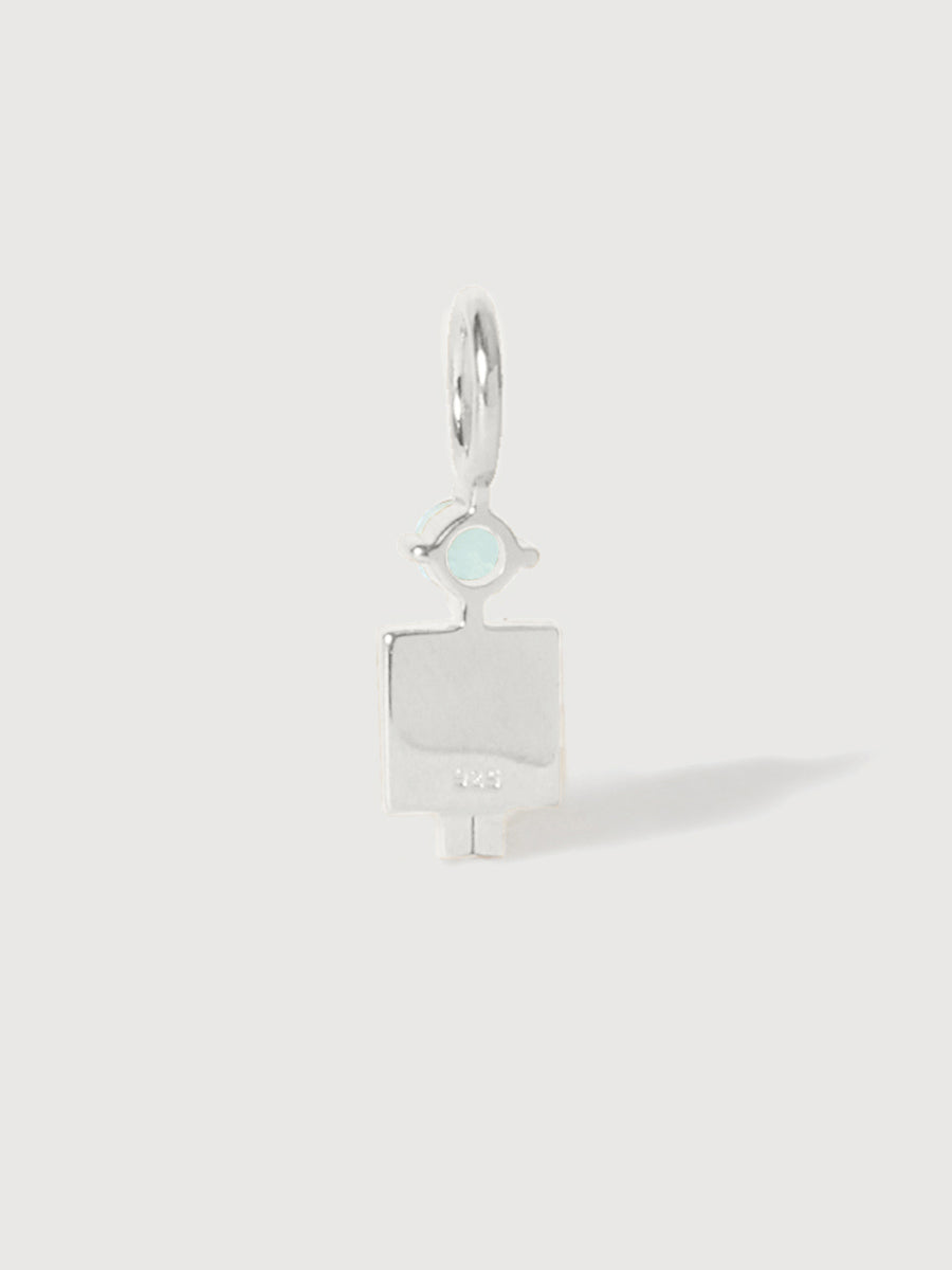 14k White Gold Man Necklace or Charm with Aquamarine Gemstone - March Birthstone | Precious People
