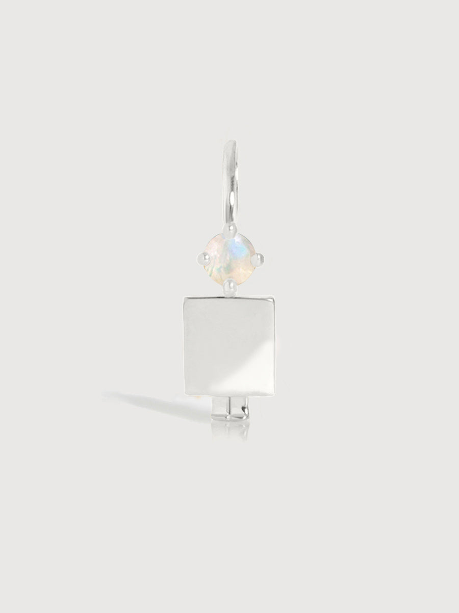 14k White Gold Man Necklace or Charm with Moonstone Gemstone - June Birthstone | Precious People