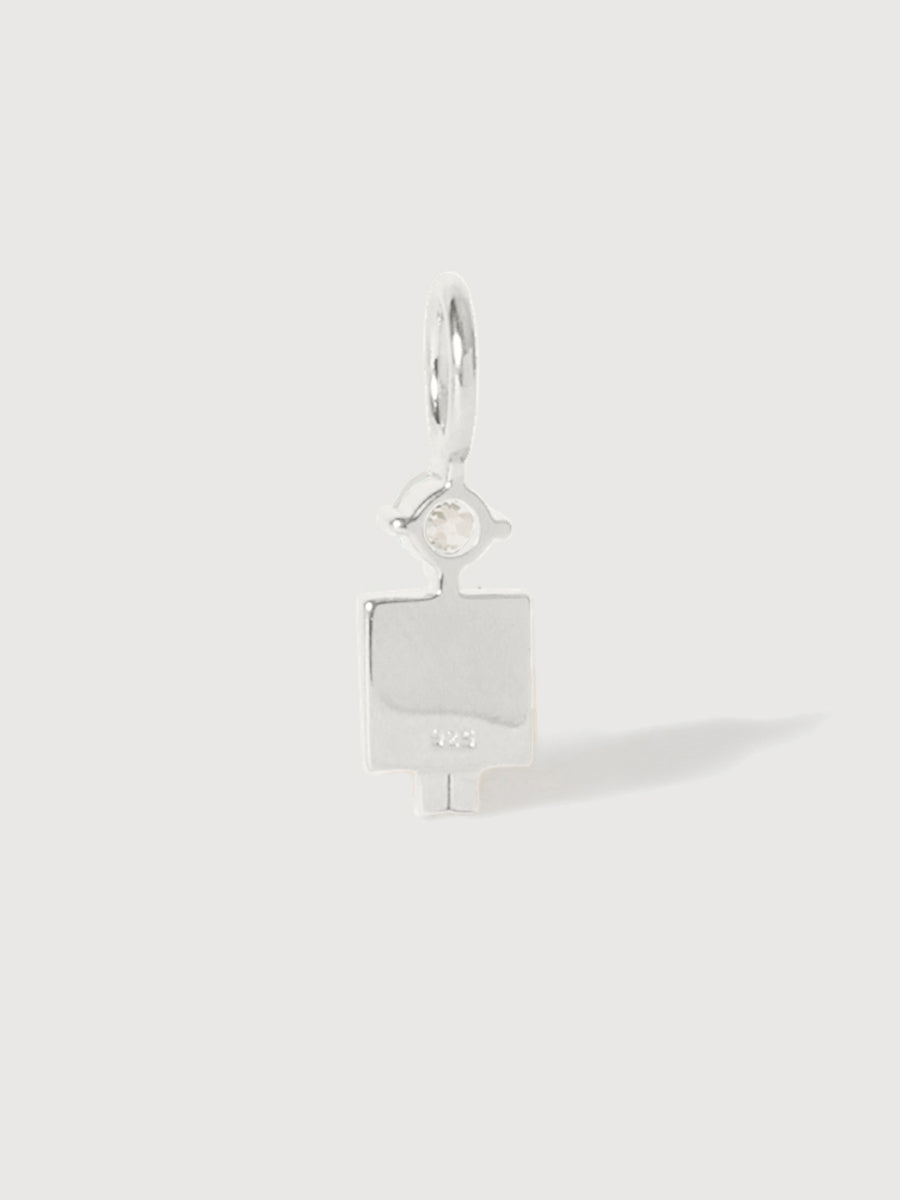 14k White Gold Man Necklace or Charm with White Topaz Gemstone - April Birthstone | Precious People