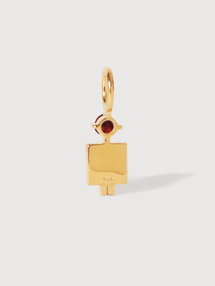 Gold Vermeil Dad or Man with Garnet Gemstone - January Birthstone
