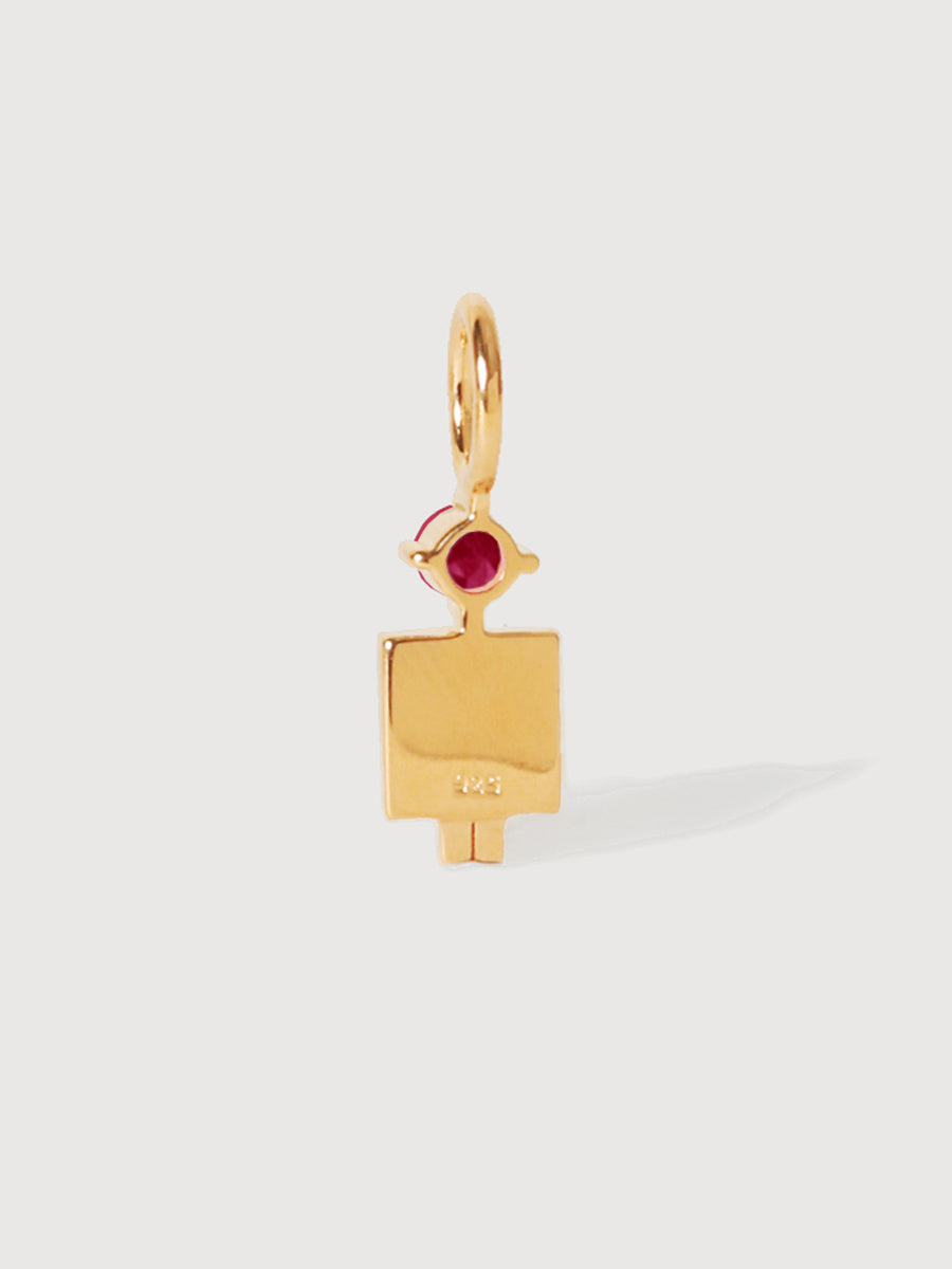 Gold Vermeil Dad or Man with Ruby Gemstone - July Birthstone