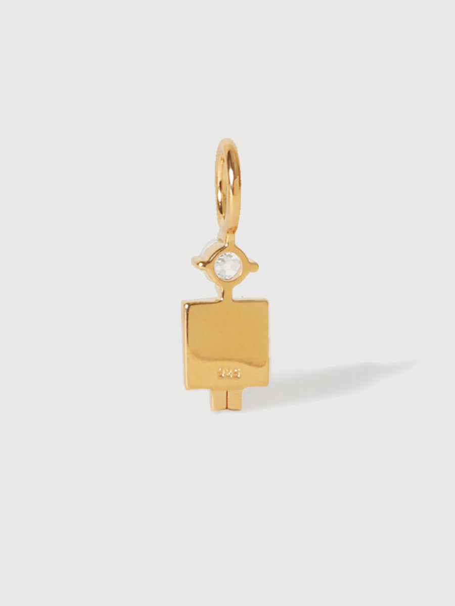 Gold Vermeil Dad or Man with White Topaz Gemstone - April Birthstone