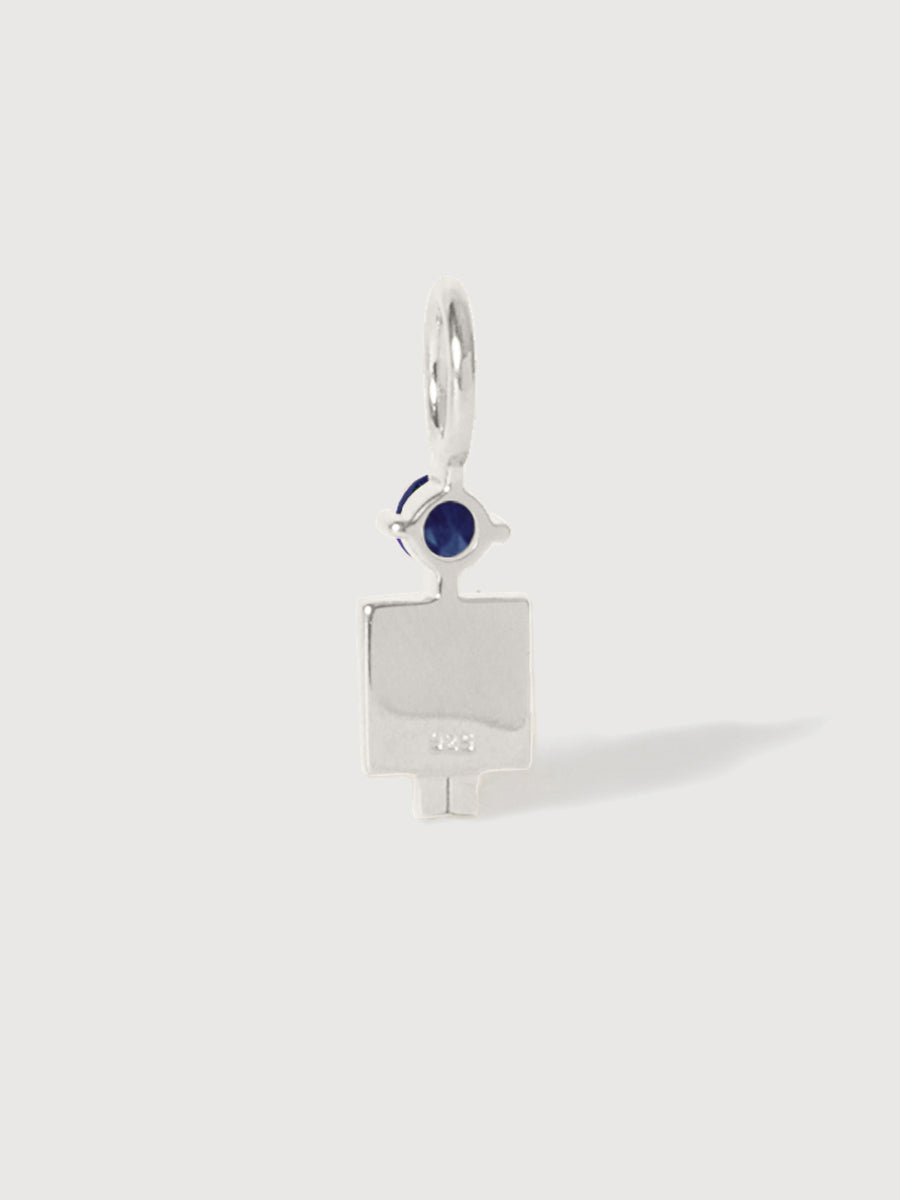 Sterling Silver Man Necklace or Charm with Blue Sapphire Gemstone - September Birthstone | Precious People
