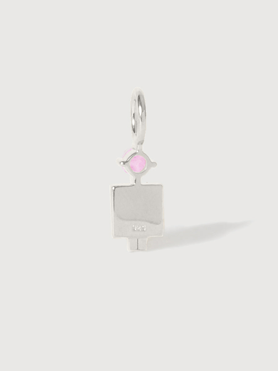 Sterling Silver Man Necklace or Charm with Pint Tourmaline Gemstone - October Birthstone | Precious People